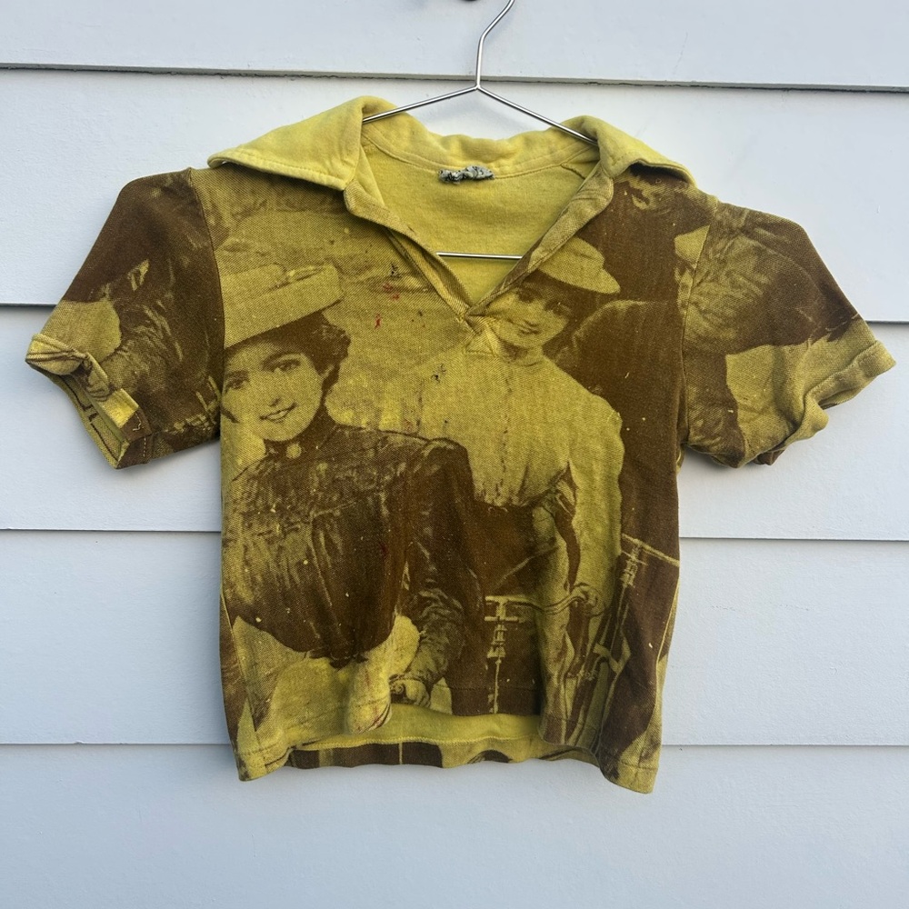 Old Gringo Kids Polo with Vintage Graphic in Yellow and Brown